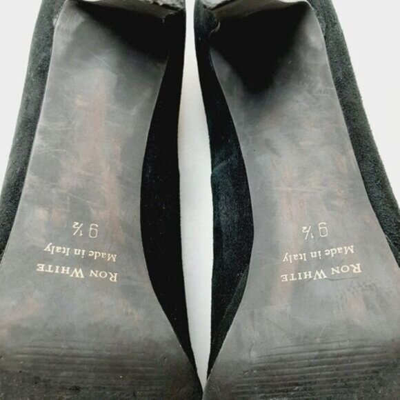 RON WHITE Italy Suede Low Platform Stiletto Heel Slip-on Shoes Sz 9.5 - Picture 15 of 15